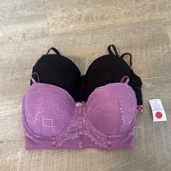 2 NWT strapless pink &black bra  34d - Picture 2 of 10